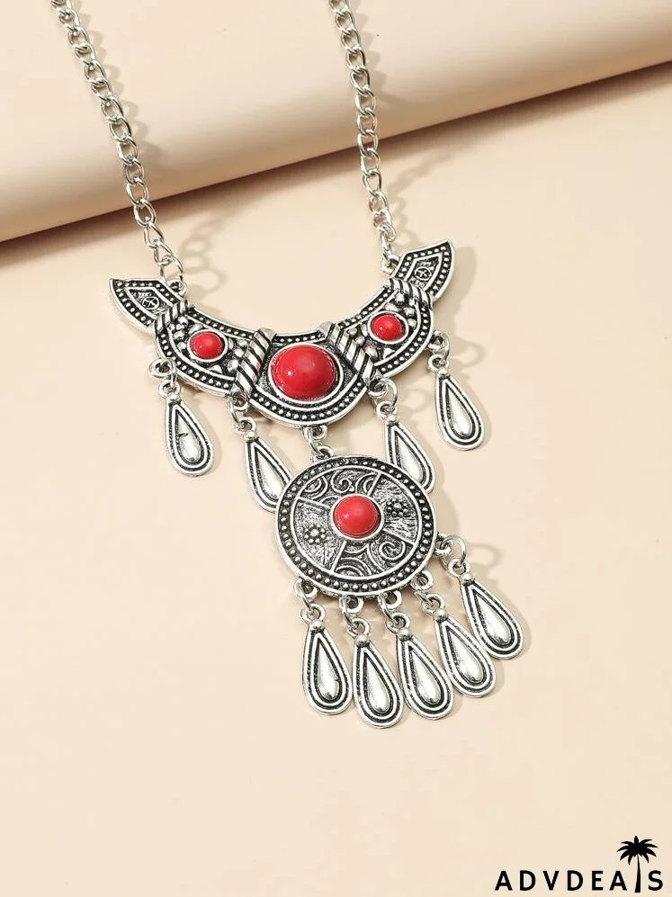 Bohemian Round Tassel Charm Necklace