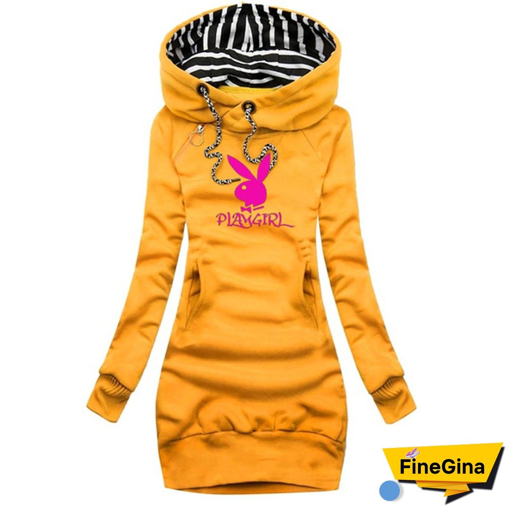 Women Fashion Hooded Sweater Dress Autumn And Winter Long Sleeve Hoodie Dress Slim Fit Pullovers Sweatshirt Dress