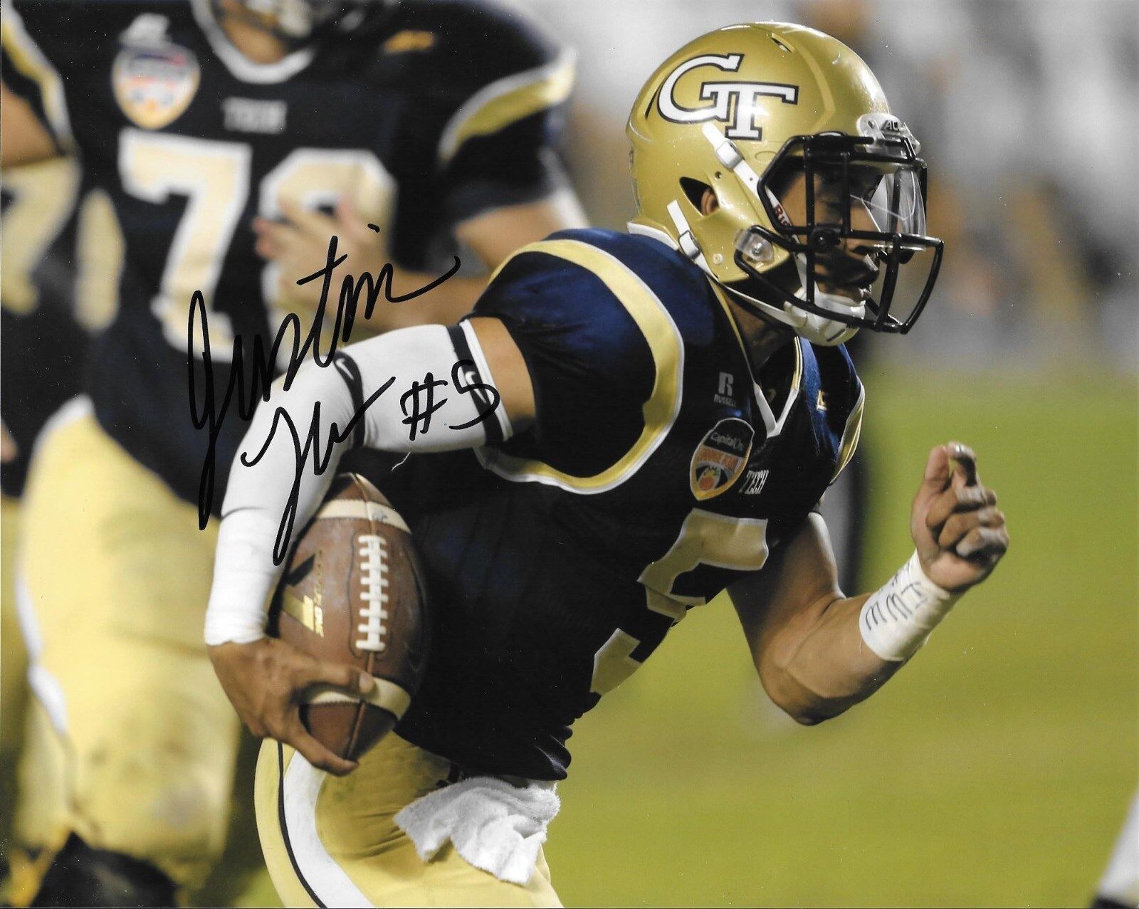 JUSTIN THOMAS HAND SIGNED GEORGIA TECH YELLOW JACKETS 8X10 Photo Poster painting W/COA