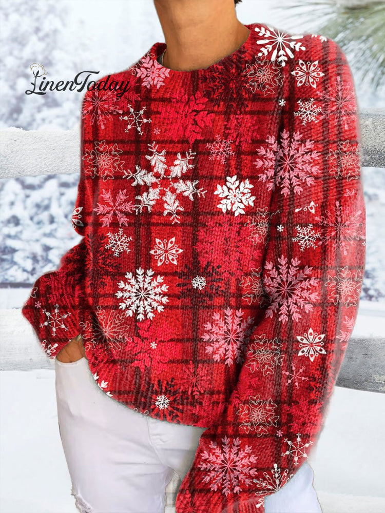 Women&rsquo;s Christmas Snowflake Casual Pullover Sweater Multicolor / M