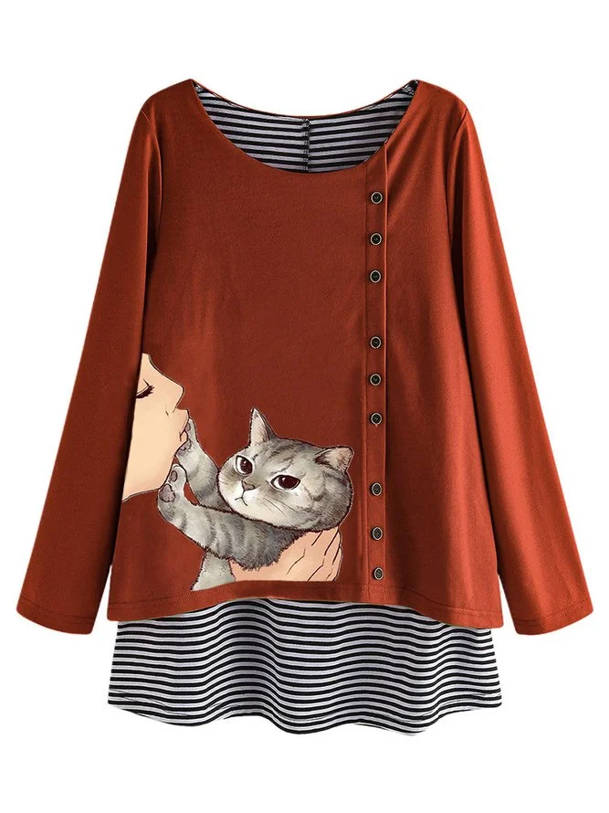 Crew Neck Long Sleeve Shirts Blouses