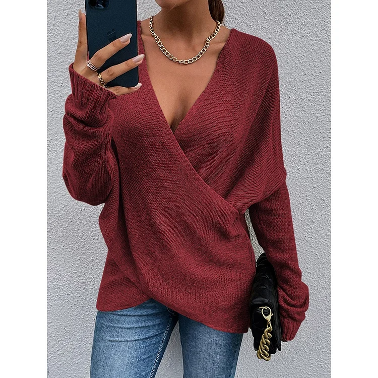New Cross Loose Women's Knitted Sweater In Autumn and Winter-Cosfine