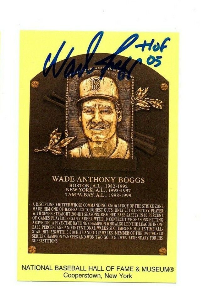 Wade Boggs Signed Hall Of Fame Plaque Postcard HOF 05 Autograph Red Sox Yankees^