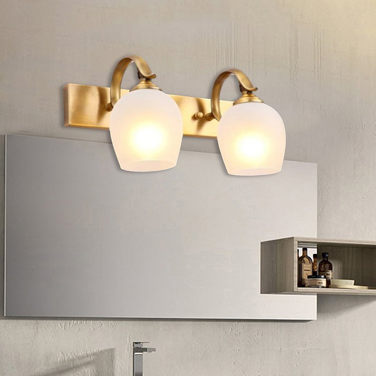 Modern Dome Vanity Wall Sconce 2/3 Lights Metal Wall Lamp Fixture in Brass for Bathroom