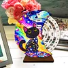 Black Cat Diamond Painting Unique Wooden Rotating Calendar for Home Office