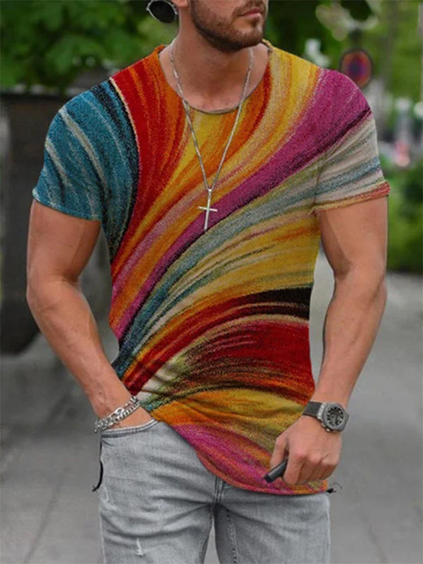 Pigment River Printed Round Neck Loose T-shirt