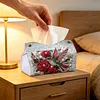 Diamond Painting Red Rose Hummingbird PU Leather Tissue Box for Napkin Holder