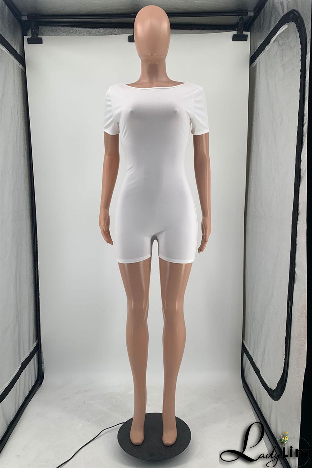 Yellow Fashion Casual Solid Basic O Neck Skinny Romper