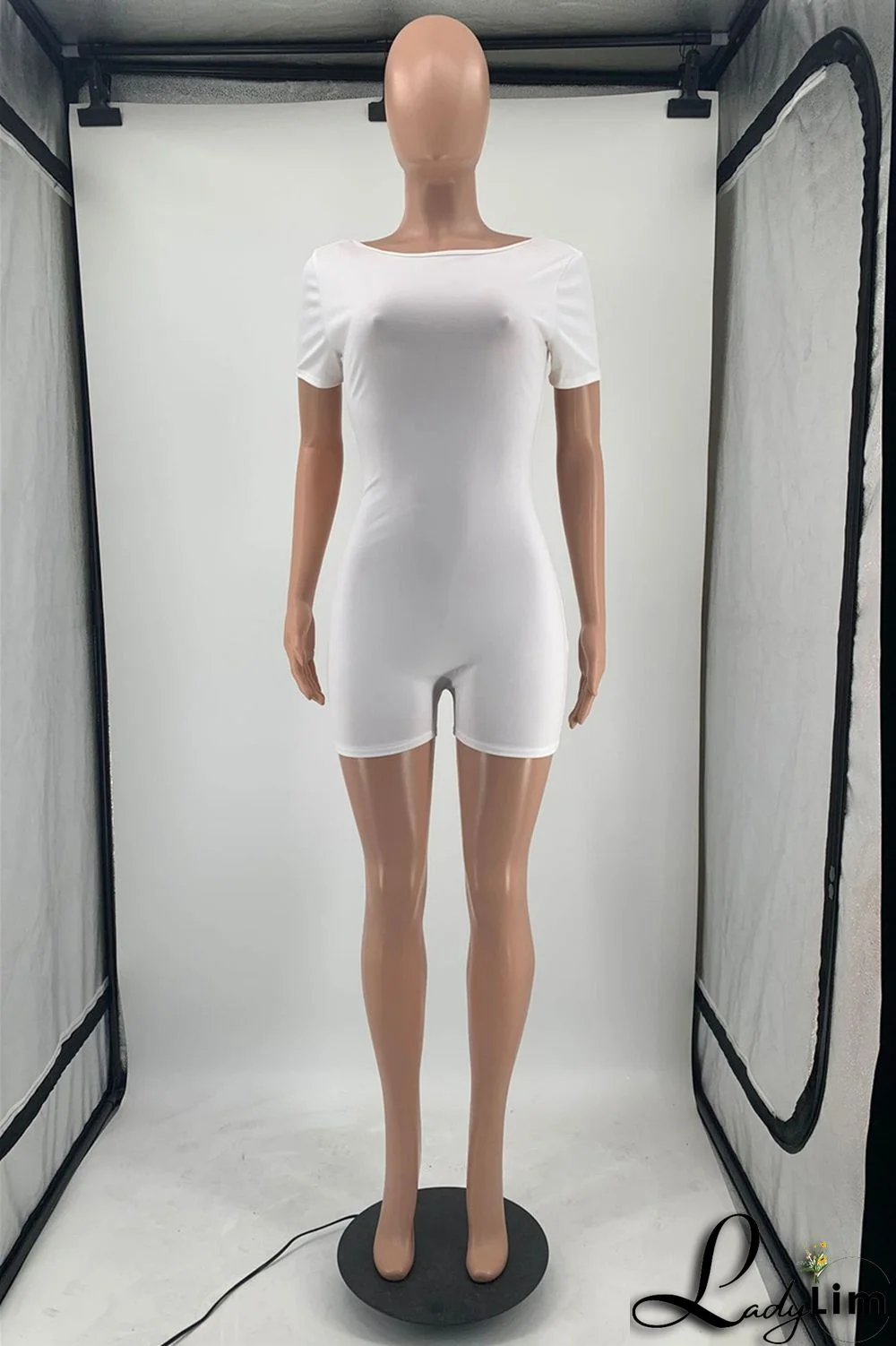 Yellow Fashion Casual Solid Basic O Neck Skinny Romper