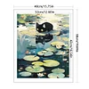 Black Cat On Lotus Leaf - 11CT Stamped Cross Stitch 40*50cm/15.75*19.69in