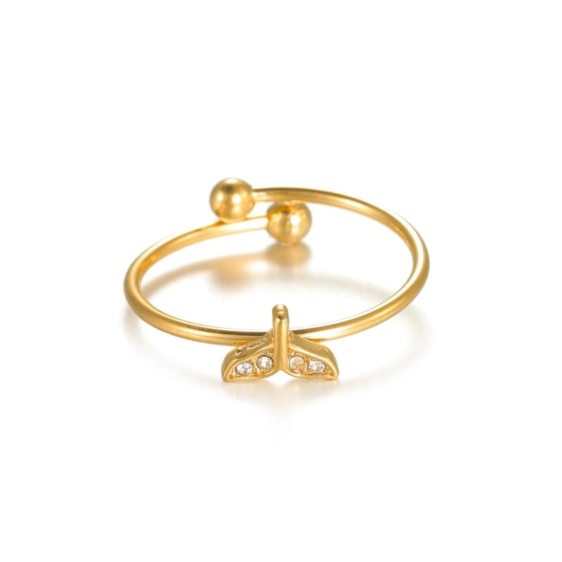 Elegant Minimalist Streetwear Moon 304 Stainless Steel 18K Gold Plated Open Rings