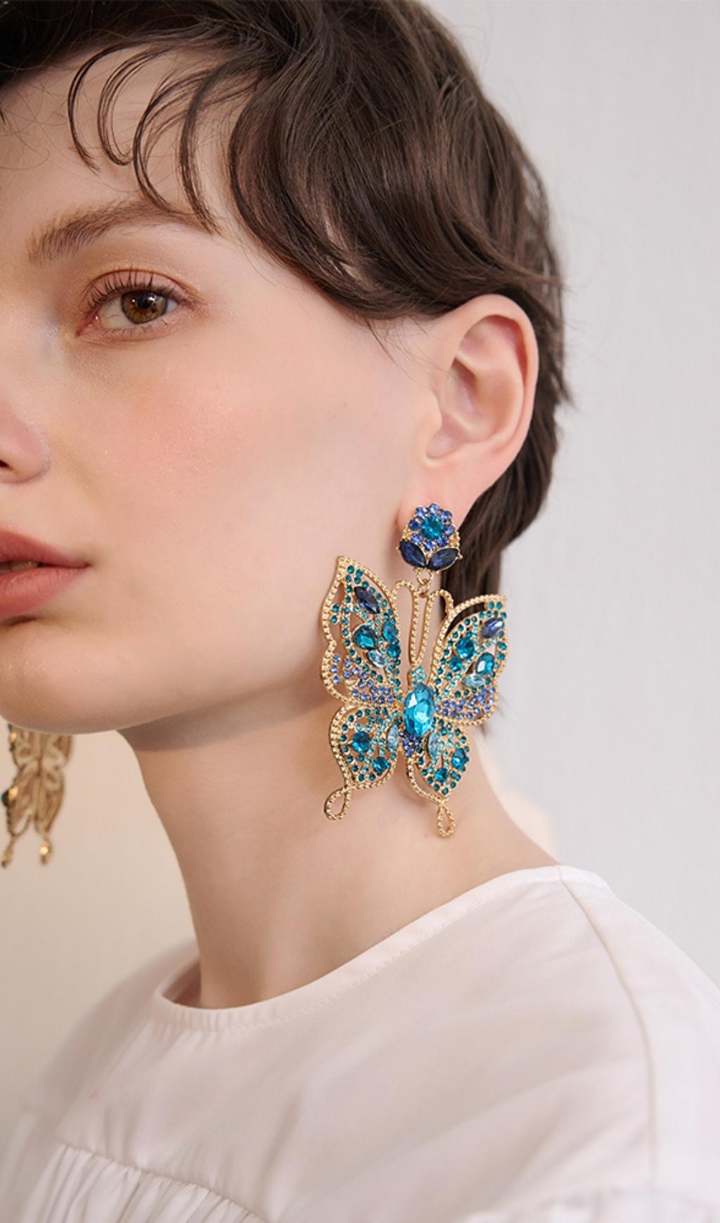 Augustin Colorful Diamond Butterfly Earrings