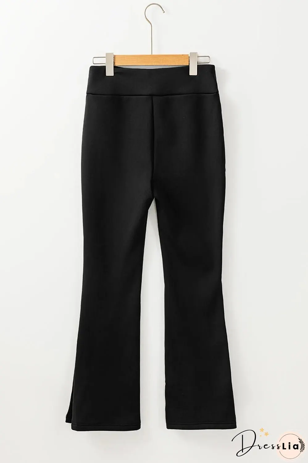 Black Thermal Lined Split Flare Leg Pants