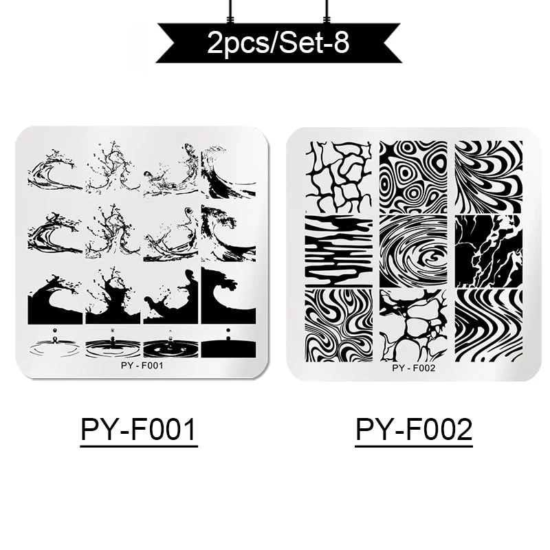 PICT YOU Stamping Plates Kits Striped Line Flowers Stamp Plate Tropical Geometry Lace Halloween Pumpkin Nail  Image Plate-Nail Inspo