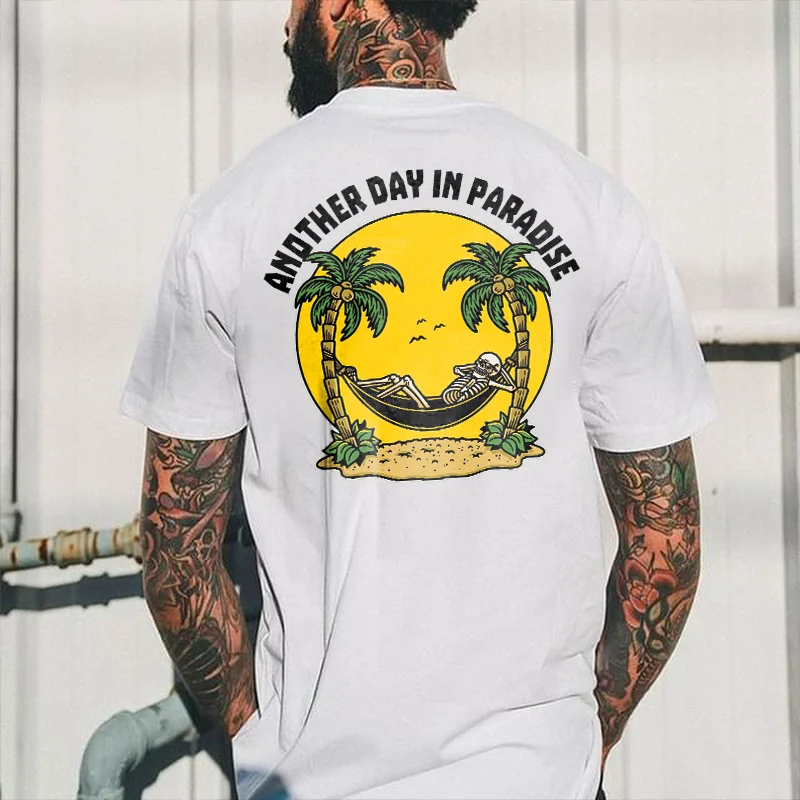 Another Day In Paradise Printed Skeleton T-shirt