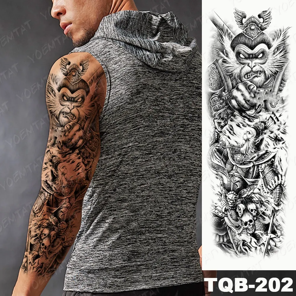 Sdrawing Arm Sleeve Tattoo Tiger Palm Lighthouse Waterproof Temporary Tatto Sticker Compass Beach Body Art Full Fake Tatoo Men
