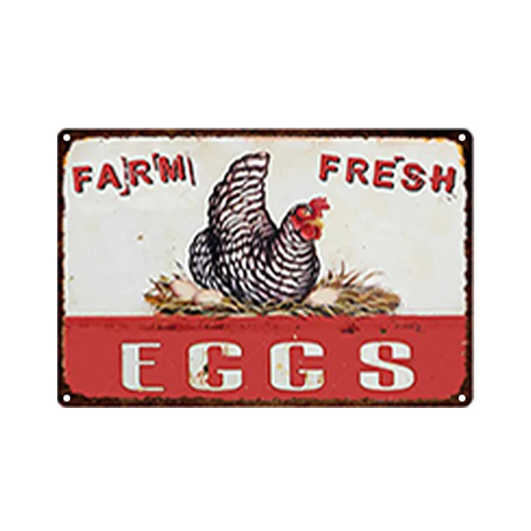Farm Fresh Eggs - Vintage Tin Signs/Wooden Signs - 7.9x11.8in & 11.8x15.7in