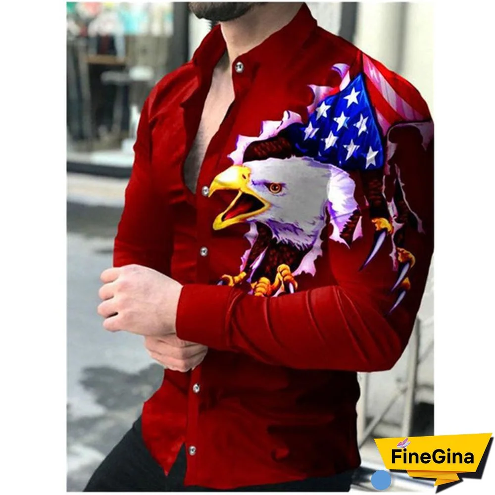 Spring European and American New Style Shirt Men's Long-sleeved Animal Print Shirt Fashion Cardigan