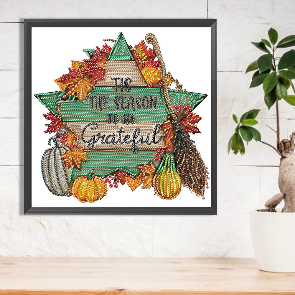 Diamond Painting - Partial Special Shaped Drill - Fall Pentagram(Canvas|30*30cm)