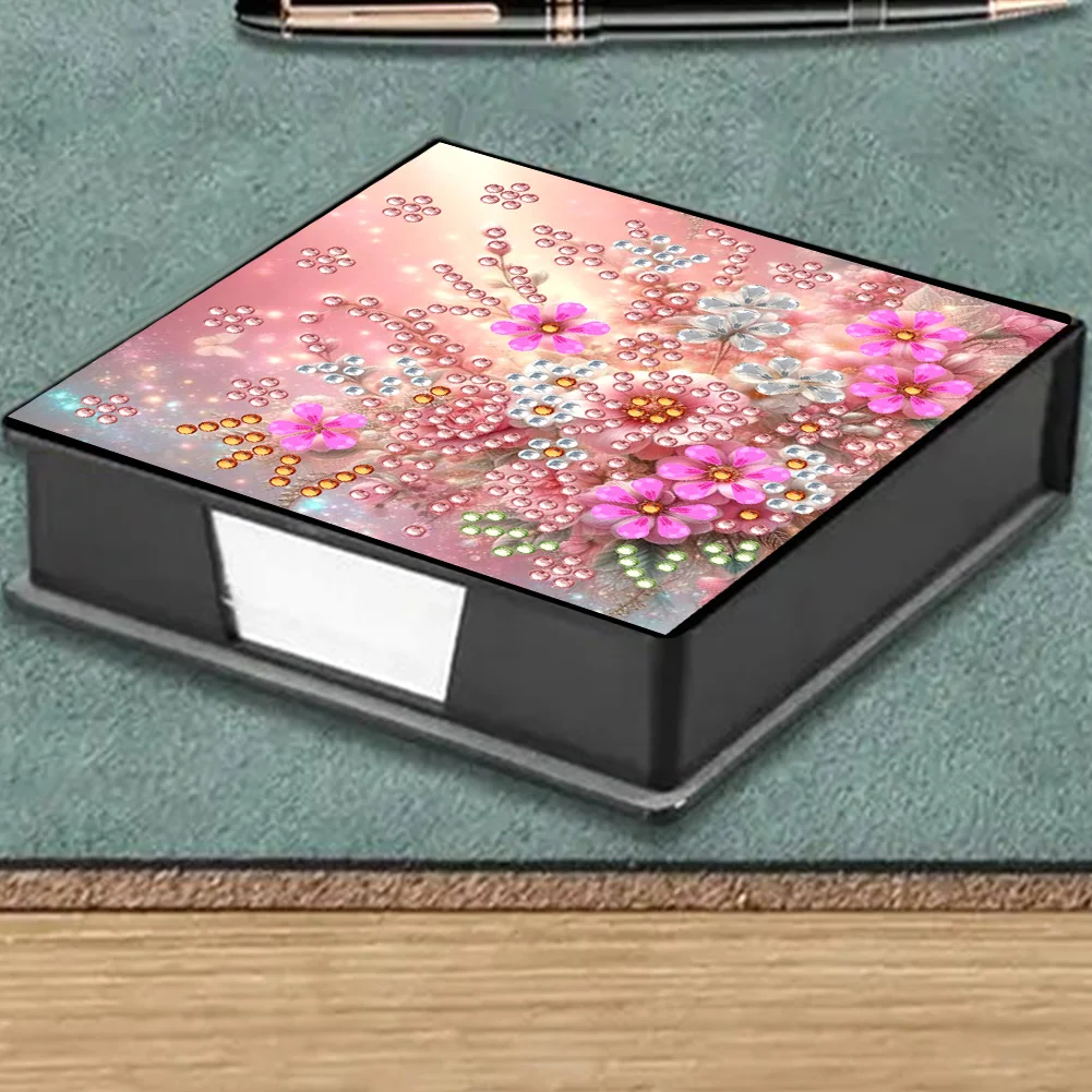 PU 5D Diamond Painting Kit Note Box DIY Diamond Art Notepad Box (Flower)