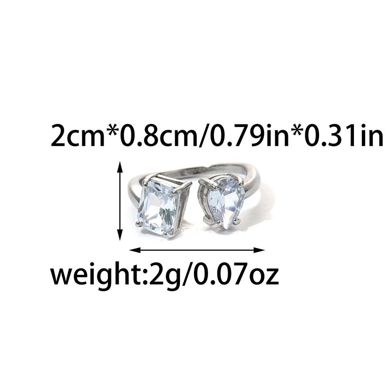 Sweet Minimalist Shiny Geometric 304 Stainless Steel Zircon Inlay Stainless Steel Rings