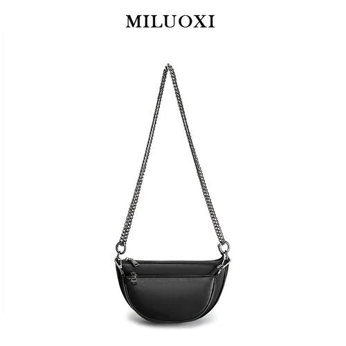 Semi-circle New PU Leather Crossbody Bags For Women 2020 New Solid Color Chain Handbags Female Shoulder Saddle Bag Daily Totes