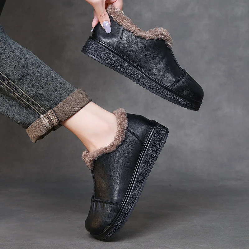 Yyvonne Layer Of Cowhaired Lamb Lamb Wool Cotton Shoes Winter New Comfortable Leisure Warm Snow Boots