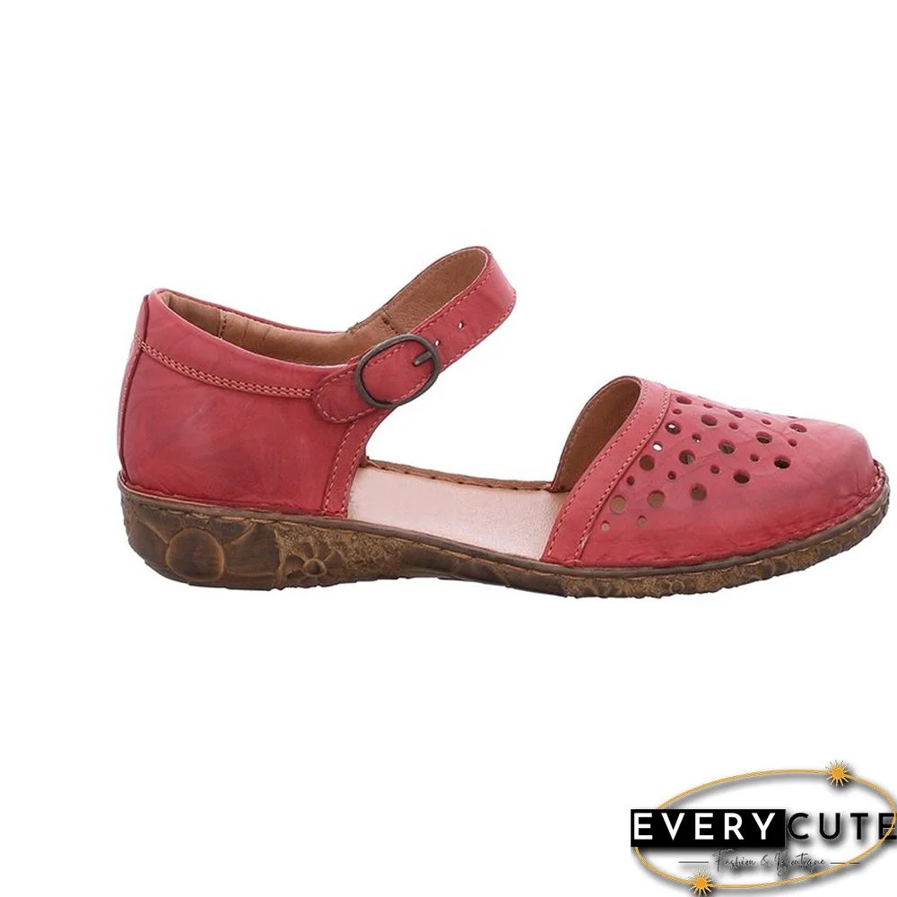 Women Summer Ladies Round Toe Hollow-Out Sandals