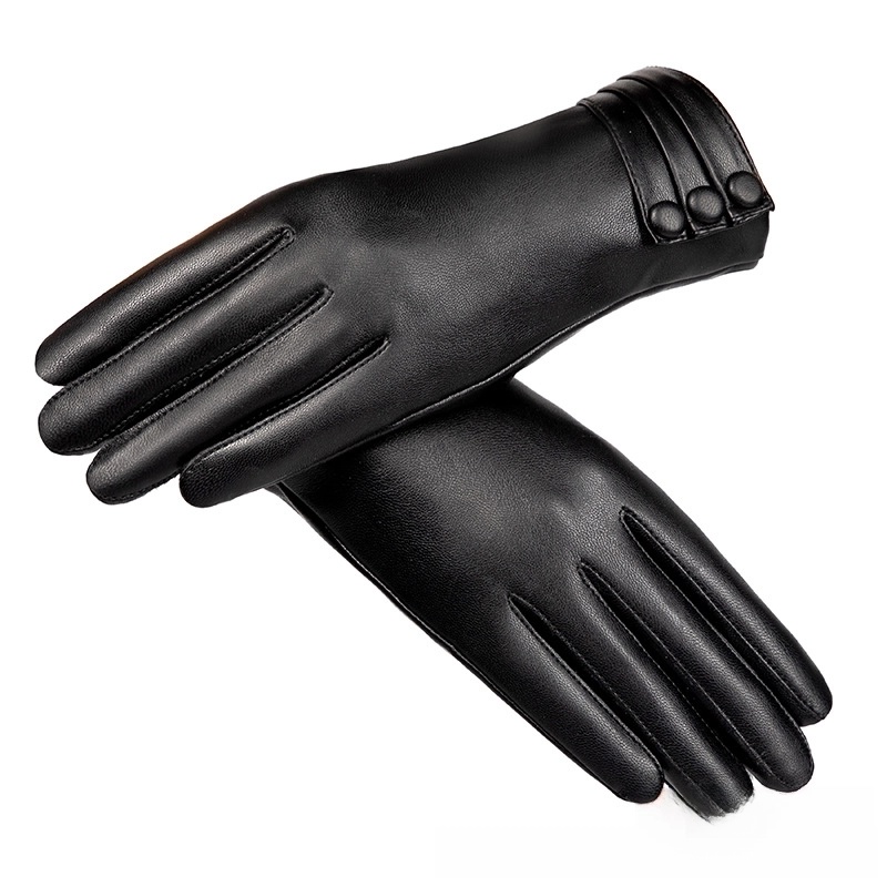 Gloves Ladies Winter Outdoor Warm Gloves Velvet Touch Screen Driving Electric Car Gloves PU Leather Gloves