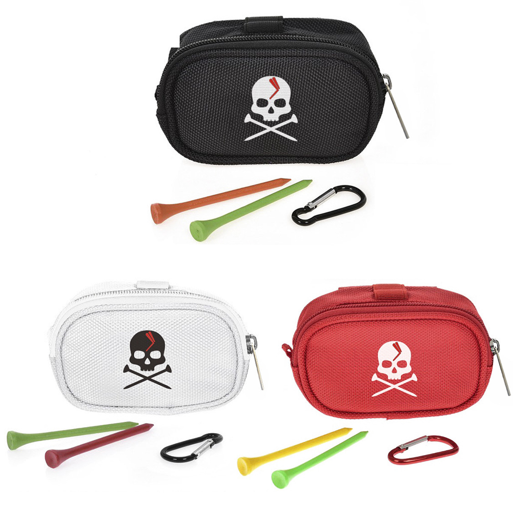 

Mini Golf Ball Bag Tee Holder Storage Pouch Portable Skull Golf Zip Handbag, Black, 501 Original