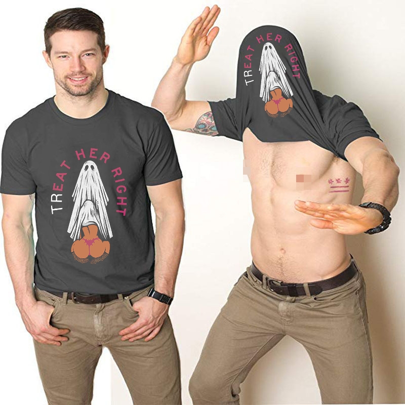 TREAT HER RIGHT Sexy Lady Ghost Double-Print Flip T-shirt