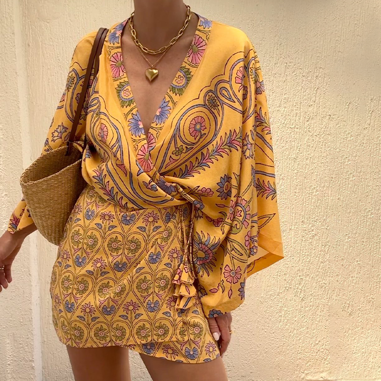 Vacation Printed Mini Dress(Shipped on Apr 26th）