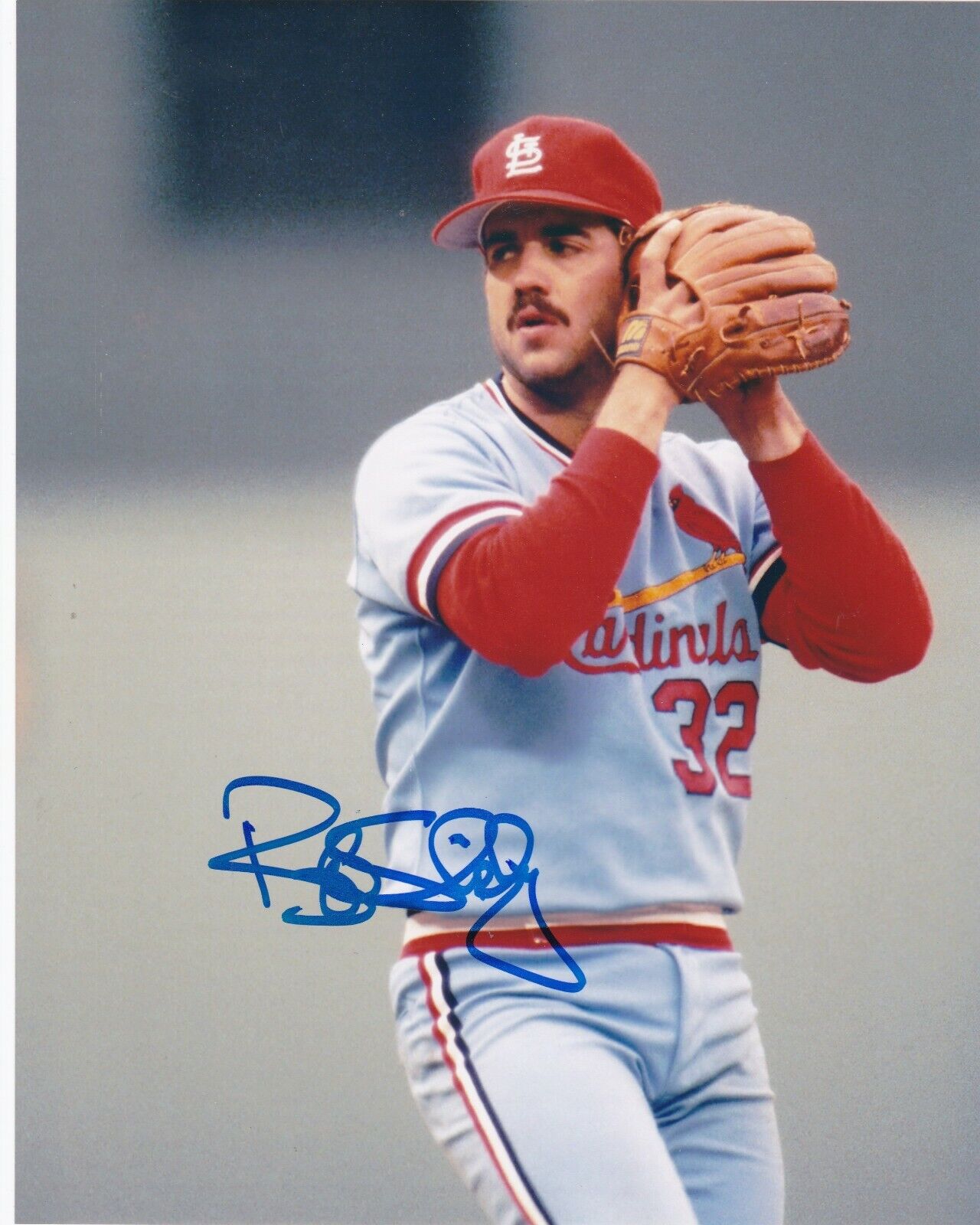 BOB SHIRLEY ST. LOUIS CARDINALS ACTION SIGNED 8x10