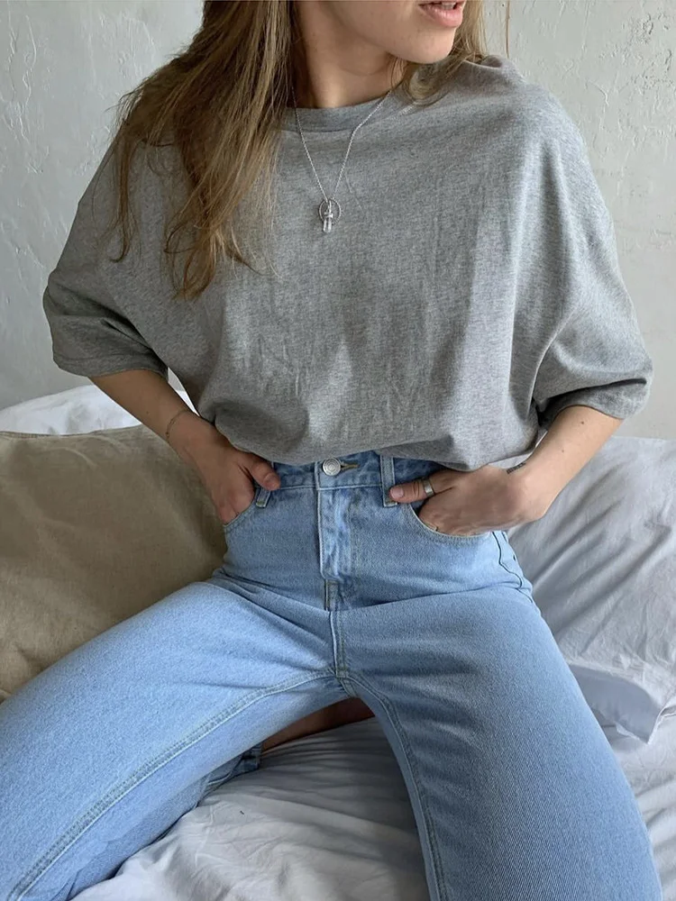 Athvotar Athvotar Hot Summer T-Shirt Women's Pure Cotton 16-Color Basic Loose Top Ins Soft T-Shirt