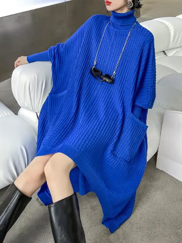 High Neck Batwing Sleeve Coat With Belt