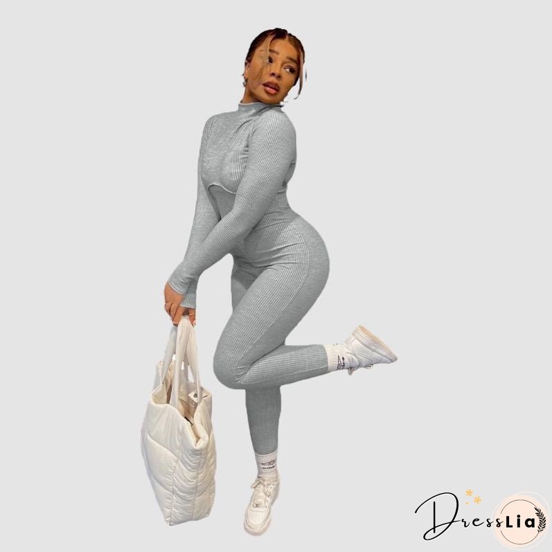 Solid Color Knit Jumpsuits