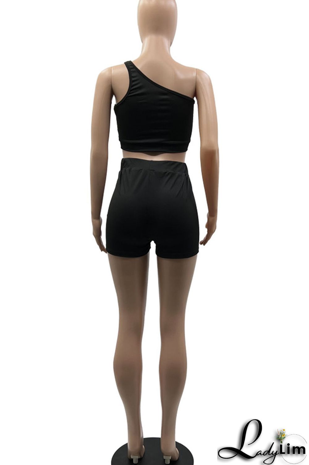 Red Sexy Solid Split Joint Asymmetrical Collar Two Pieces