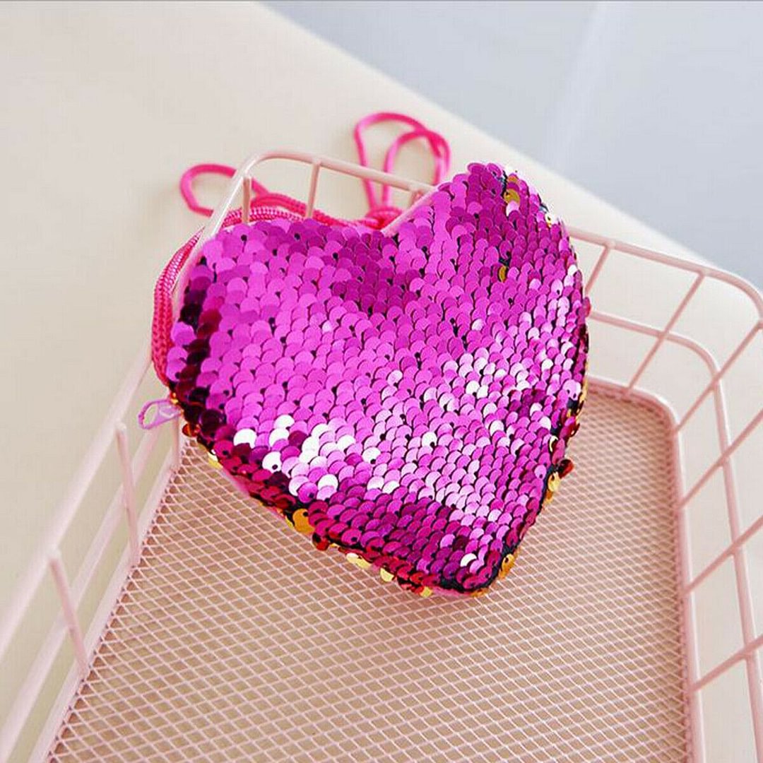2019 Baby Accessories Ladies Girls Heart Coin Purse Bag Cute Sequins Small Tote Fashion Handbag Purse Kids Props Gifts