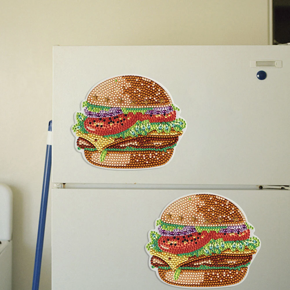 1pcs DIY Hamburger Diamond Painting Magnets Refrigerator for Adults Kid Office Car Fridge