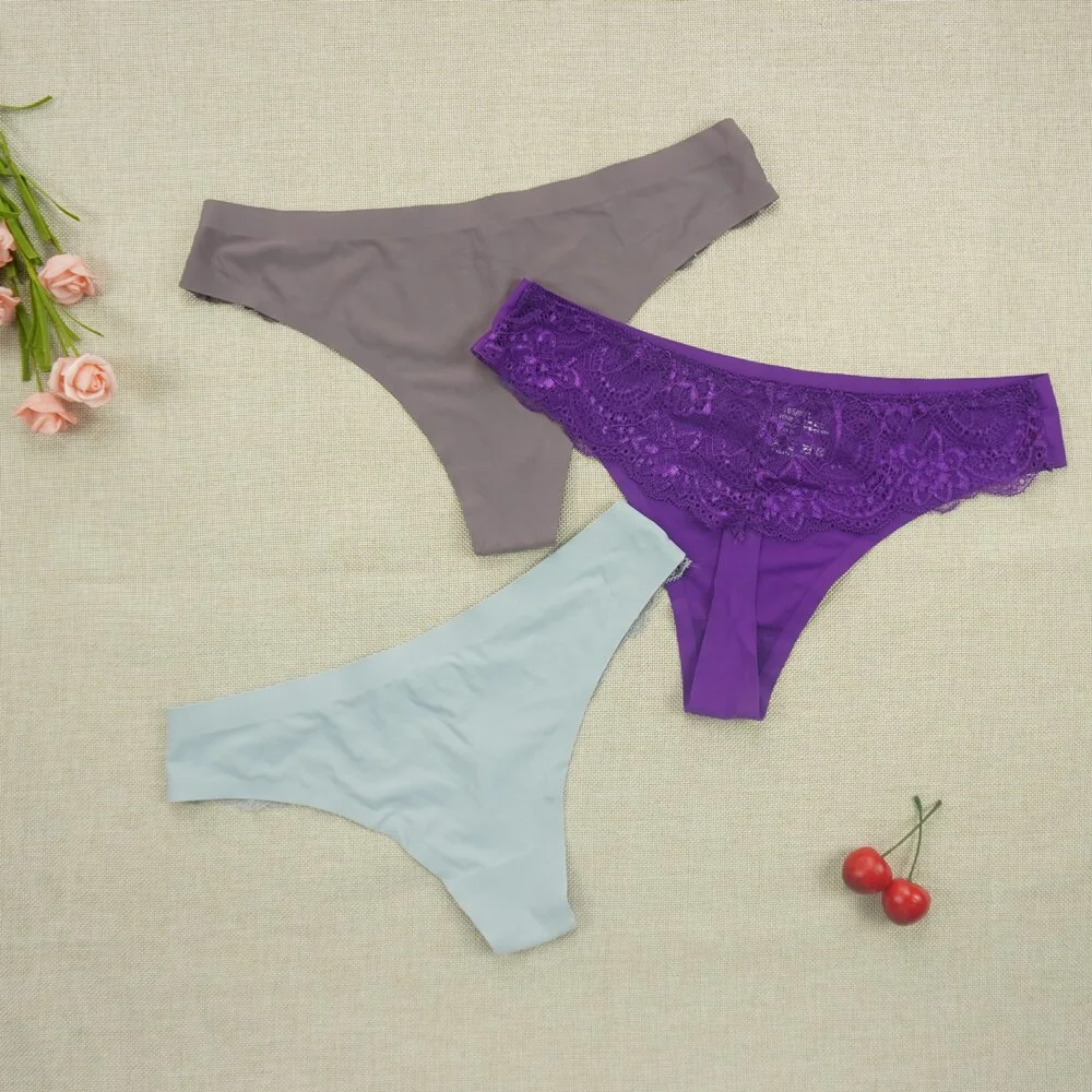 Billionm Women's Thong Lace Erotic Panties Sexy Transparent Tangas Lingerie Female Underpants Seamless Hollow Out G String