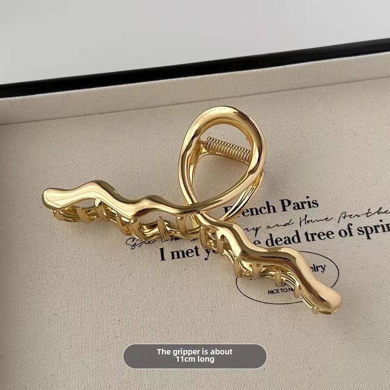 Metal Grab Clip Elegant Bow Hairpin Back Head Large Shark Clip French Pearl Clip Hair Accessories