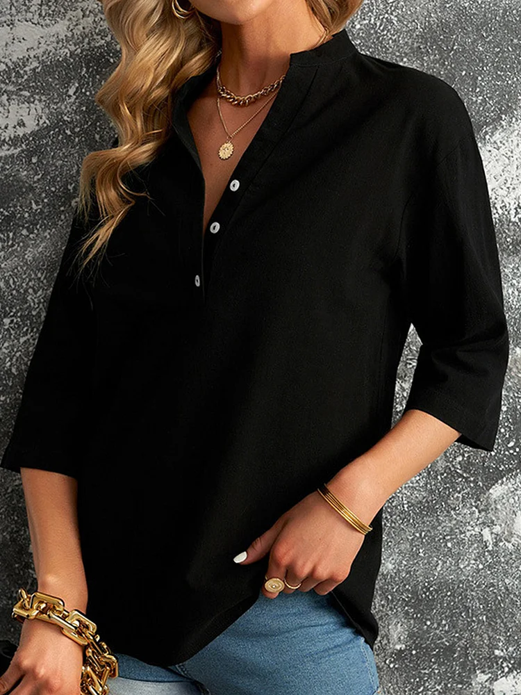 Casual Solid Color Round Neck Half Sleeve Shirt