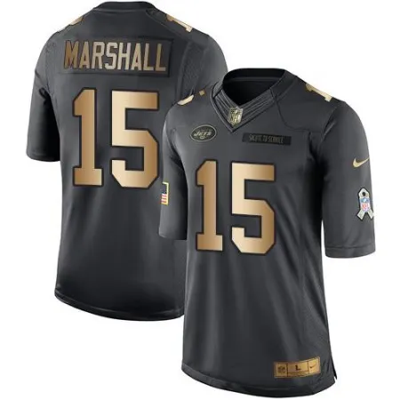 Jets #15 Brandon Marshall Black Men's Stitched NFL Limited Gold Salute To Service Jersey