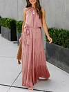 Simple Backless Halterneck Maxi Dress