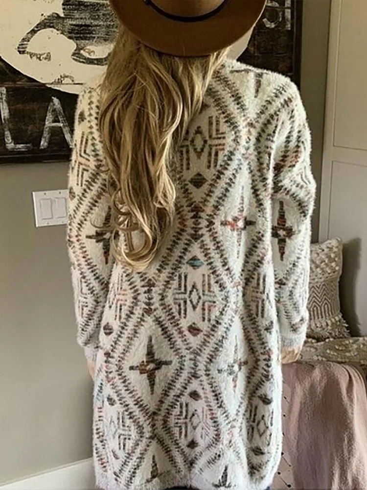 Vintage Tribal Print Cozy Soft Knit Cardigan