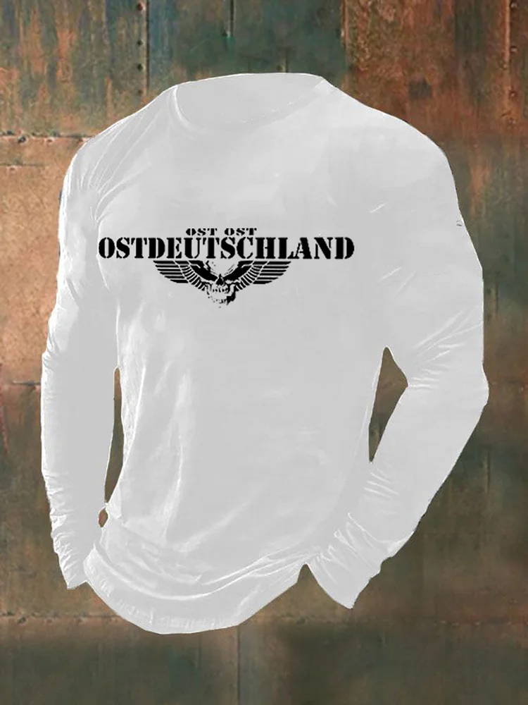 Langarm-T-Shirt f&uuml;r Herren mit Totenfl&uuml;gel