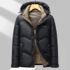 90 white duck down removable hooded down jacket