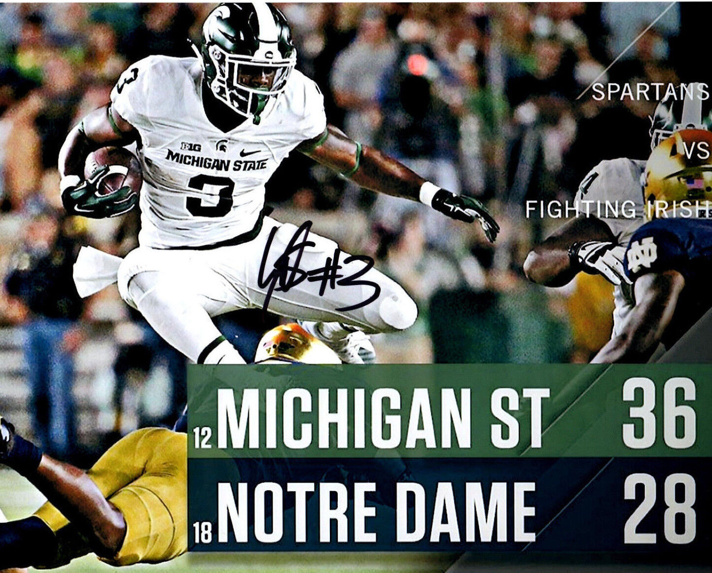 L.J. Scott Michigan State Spartans football autographed signed 8x10 HURDLE MSU