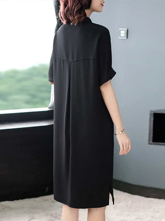 Acetate satin chiffon shirt dress