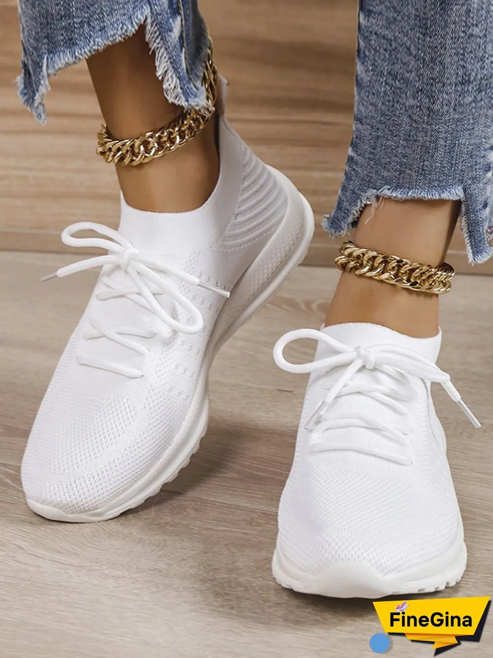 Flyknit Lightweight Soft Sole Lace-Up Sneakers